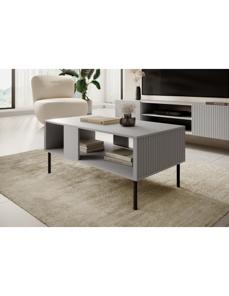 ASENSIO Ława Jasny Popiel 110x60x48cm - Nowoczesny Akcent w Salonie