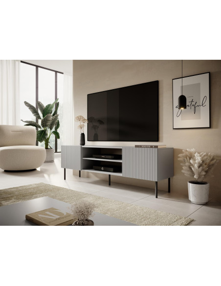 ASENSIO Stolik RTV Jasny Popiel 180x42x57cm - Elegancja i Funkcjonalność