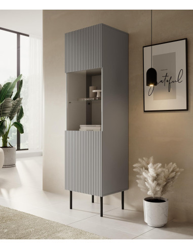 ASENSIO Witryna Jasny Popiel 50x42x180cm - Design i Ekskluzywność