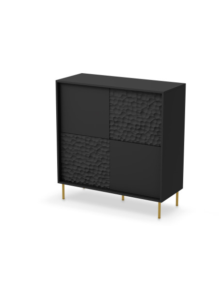 BULLET KM-2 Komoda Czarny Złoty 100x41x105cm - Styl i Luksus