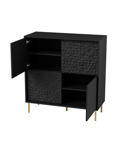 BULLET KM-2 Komoda Czarny Złoty 100x41x105cm - Styl i Luksus