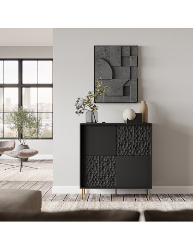 BULLET KM-2 Komoda Czarny Złoty 100x41x105cm - Styl i Luksus