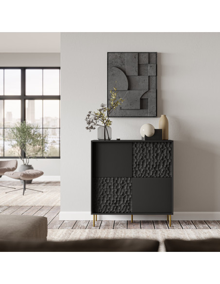 BULLET KM-2 Komoda Czarny Złoty 100x41x105cm - Styl i Luksus