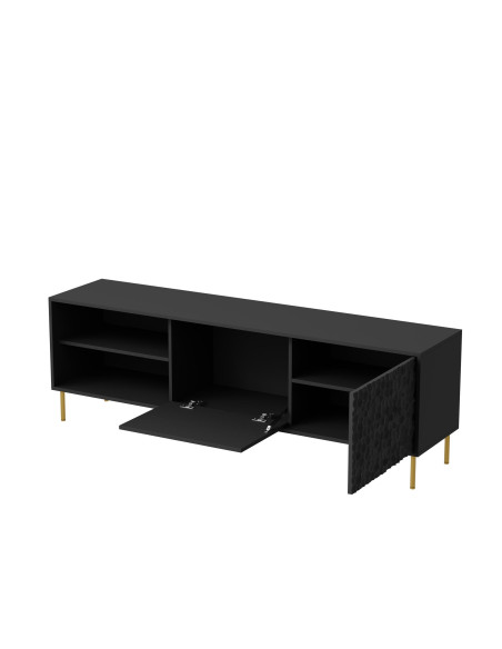 BULLET Stolik RTV Czarny Złoty 180x41x58cm - Nowoczesność i Styl