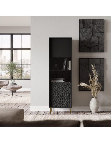 BULLET Witryna Czarny Złoty 55x41x185cm - Ekskluzywne Wykończenie