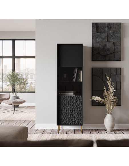 BULLET Witryna Czarny Złoty 55x41x185cm - Ekskluzywne Wykończenie