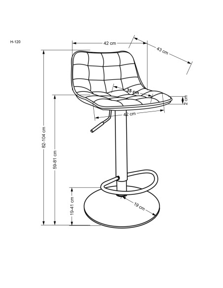 H120 hoker nogi - złote, siedzisko - czarny (1p 1szt)