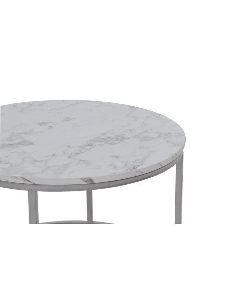 PAOLA Zestaw 2 Ław Marmur/Srebrny fi60x40 i fi38x34cm - Elegancja i Design