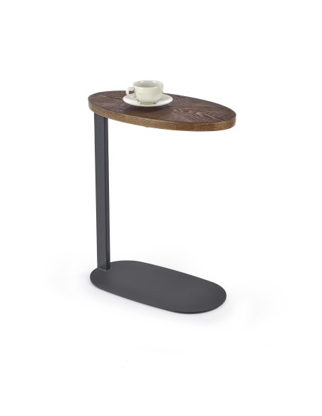 DELPHI Ława z Owalnym Blatem Orzech/Czarny 48x26x58cm - Nowoczesny Design