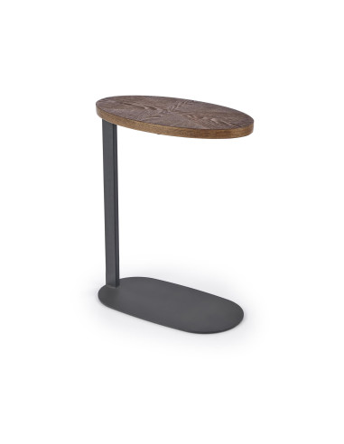 DELPHI Ława z Owalnym Blatem Orzech/Czarny 48x26x58cm - Nowoczesny Design