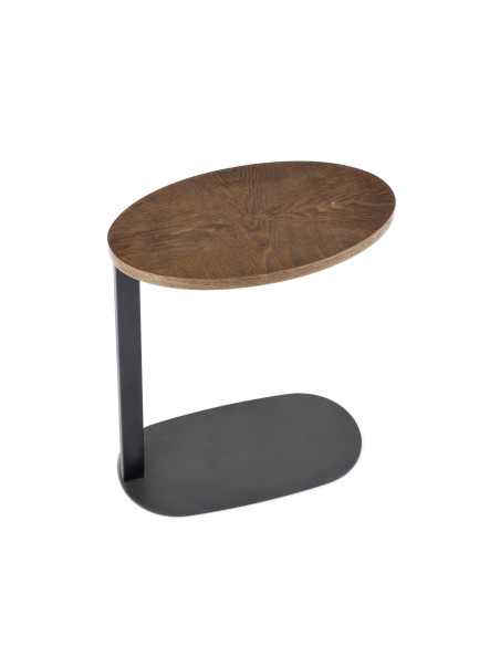 DELPHI Ława z Owalnym Blatem Orzech/Czarny 48x26x58cm - Nowoczesny Design