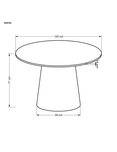 GINTER Stół Okrągły Czarny Fi 120cm na Solidnej Nodze - Minimalizm i Styl