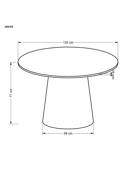 GINTER Stół Okrągły Czarny Fi 120cm na Solidnej Nodze - Minimalizm i Styl