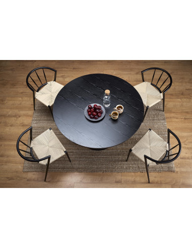 GINTER Stół Okrągły Czarny Fi 120cm na Solidnej Nodze - Minimalizm i Styl