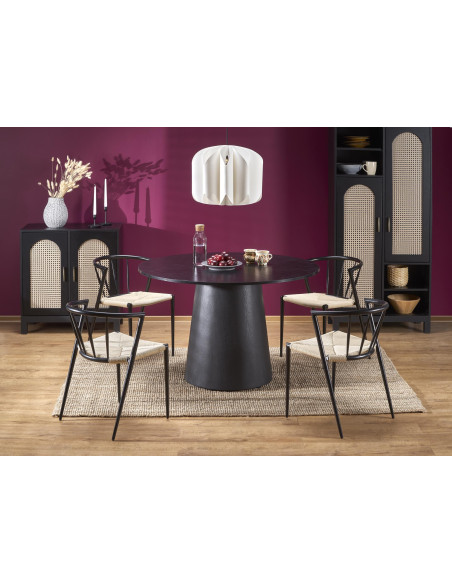 GINTER Stół Okrągły Czarny Fi 120cm na Solidnej Nodze - Minimalizm i Styl