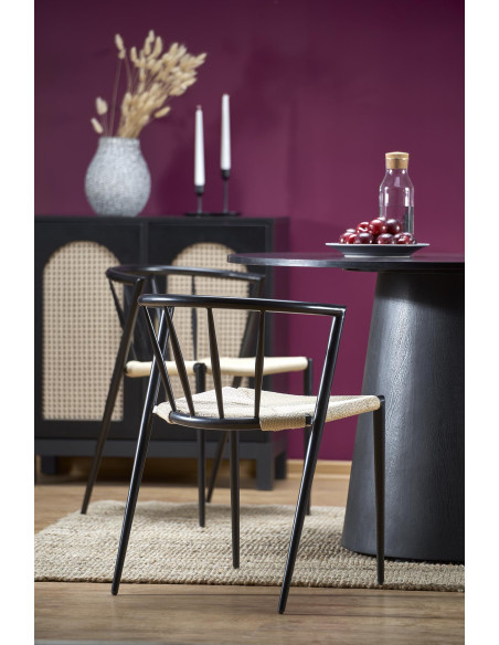 GINTER Stół Okrągły Czarny Fi 120cm na Solidnej Nodze - Minimalizm i Styl