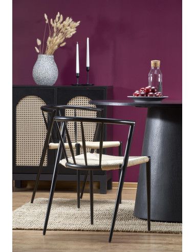 GINTER Stół Okrągły Czarny Fi 120cm na Solidnej Nodze - Minimalizm i Styl