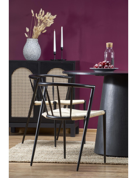 GINTER Stół Okrągły Czarny Fi 120cm na Solidnej Nodze - Minimalizm i Styl