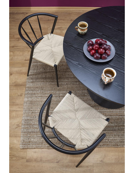 GINTER Stół Okrągły Czarny Fi 120cm na Solidnej Nodze - Minimalizm i Styl