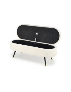 AVEIRO Ławka z Pojemnikiem Tkanina - Bouclé Kremowa 120x40x46cm 2