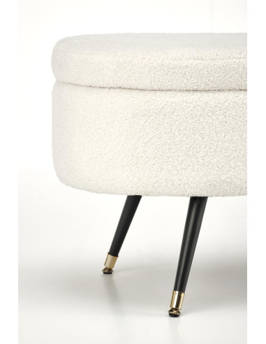 AVEIRO Ławka z Pojemnikiem Tkanina - Bouclé Kremowa 120x40x46cm