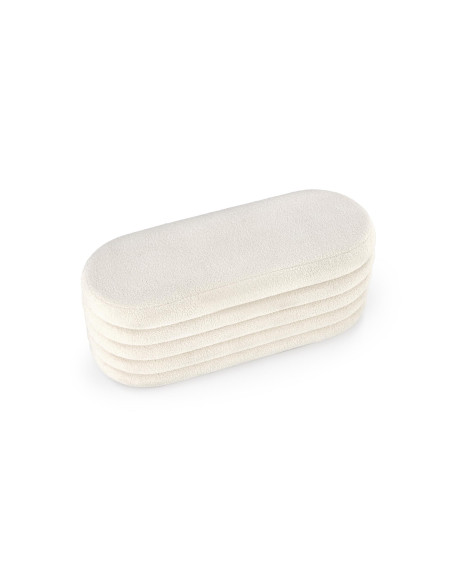 BLISS Ławka z Pojemnikiem Kremowy Bouclé 105x42x42cm - Styl i Funkcjonalność