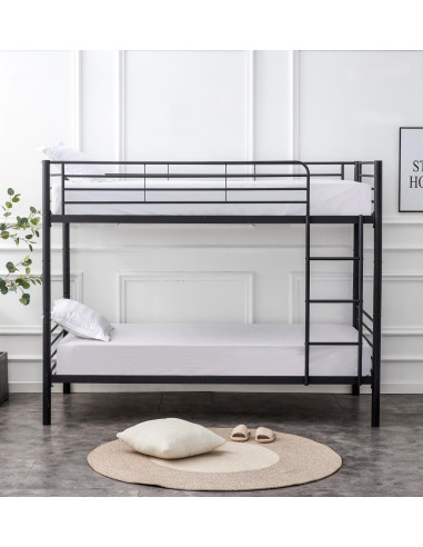 BUNKY Łóżko Piętrowe Czarne - Rozkładane na Dwa Pojedyncze Łóżka