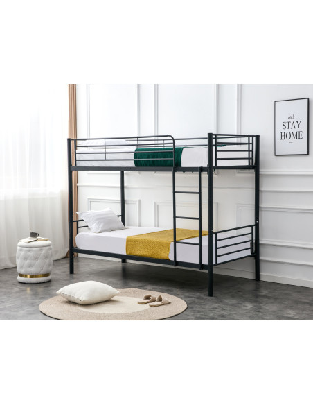 BUNKY Łóżko Piętrowe Czarne - Rozkładane na Dwa Pojedyncze Łóżka