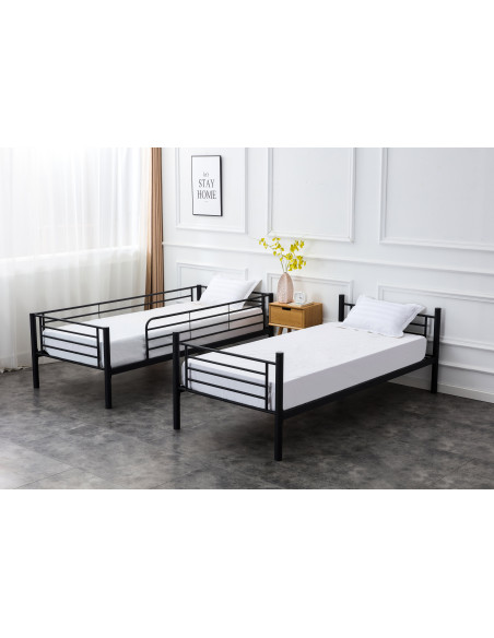 BUNKY Łóżko Piętrowe Czarne - Rozkładane na Dwa Pojedyncze Łóżka