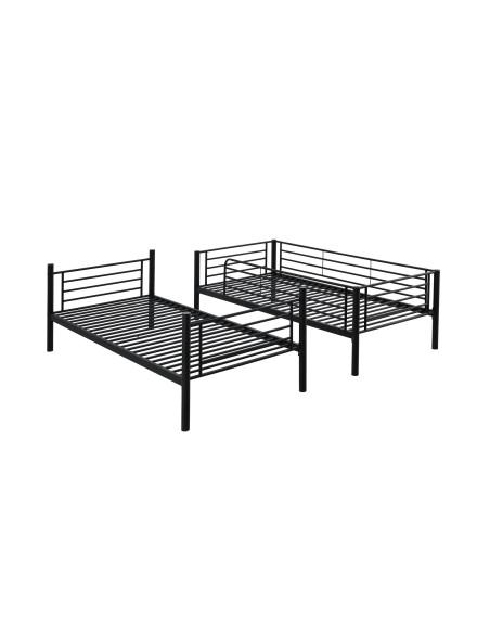 BUNKY Łóżko Piętrowe Czarne - Rozkładane na Dwa Pojedyncze Łóżka