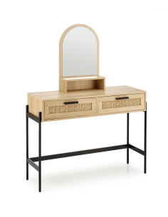 CARMEN Konsolka Naturalny Czarny 104x35x136cm - Elegancja i Naturalność