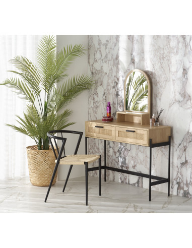 CARMEN Konsolka Naturalny Czarny 104x35x136cm - Elegancja i Naturalność