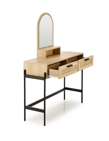 CARMEN Konsolka Naturalny Czarny 104x35x136cm - Elegancja i Naturalność