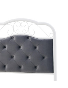 FABRIZIA łóżko 90x200 cm Białe z Pikowanym Popielatym Zagłówkiem i Stelażem 2