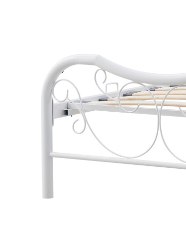 FABRIZIA łóżko 90x200 cm Białe z Pikowanym Popielatym Zagłówkiem i Stelażem