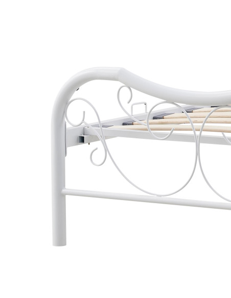 FABRIZIA łóżko 90x200 cm Białe z Pikowanym Popielatym Zagłówkiem i Stelażem