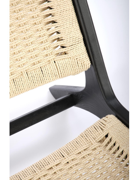 FODEN Fotel w Stylu Boho Czarny/ Naturalny Drewno Lite - Elegancja i Styl