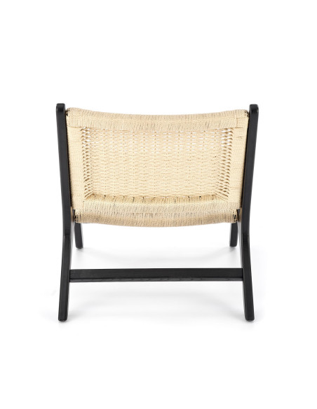 FODEN Fotel w Stylu Boho Czarny/ Naturalny Drewno Lite - Elegancja i Styl