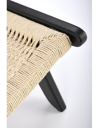 FODEN Fotel w Stylu Boho Czarny/ Naturalny Drewno Lite - Elegancja i Styl