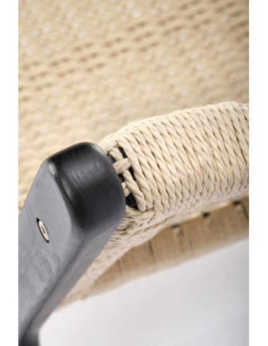 FODEN Fotel w Stylu Boho Czarny/ Naturalny Drewno Lite - Elegancja i Styl