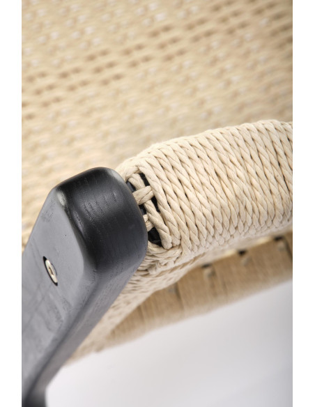 FODEN Fotel w Stylu Boho Czarny/ Naturalny Drewno Lite - Elegancja i Styl