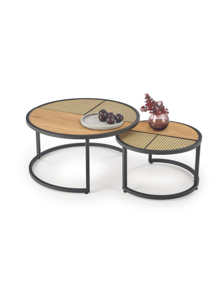 GARMINA zestaw 2 ław dąb złoty / czarny