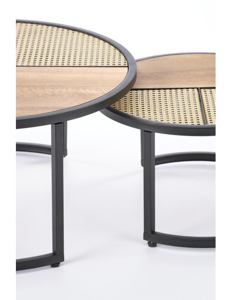 GARMINA zestaw 2 ław dąb złoty / czarny