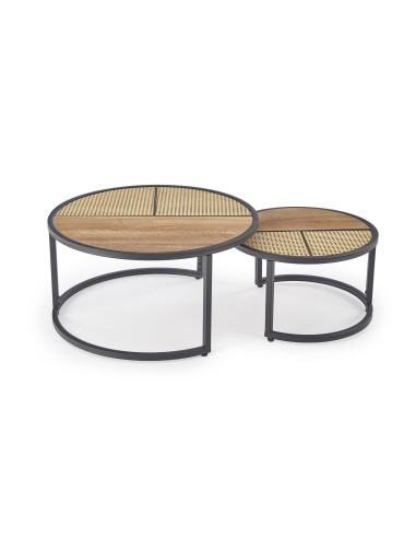 GARMINA zestaw 2 ław dąb złoty / czarny