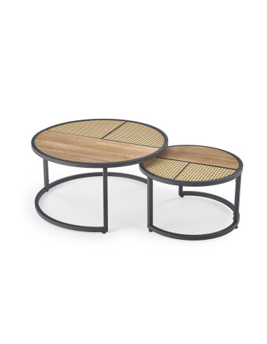 GARMINA zestaw 2 ław dąb złoty / czarny