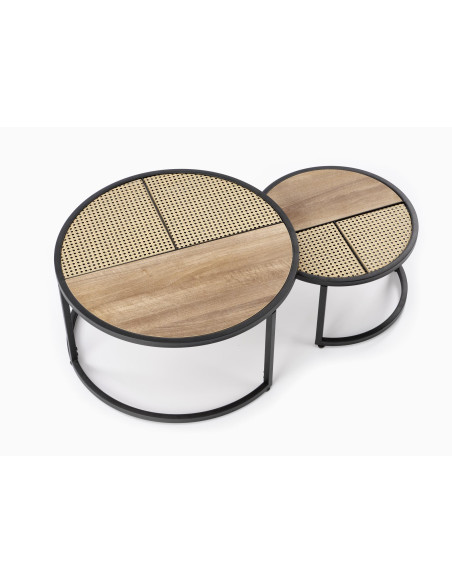 GARMINA zestaw 2 ław dąb złoty / czarny