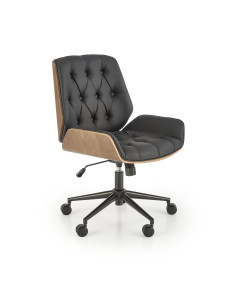 GAVIN Fotel Pikowany Czarno Orzechowy Sklejka/Eco Skóra - Komfort i Styl