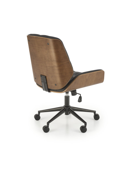 GAVIN Fotel Pikowany Czarno Orzechowy Sklejka/Eco Skóra - Komfort i Styl