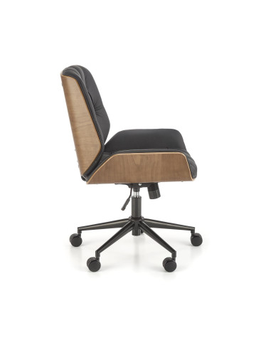 GAVIN Fotel Pikowany Czarno Orzechowy Sklejka/Eco Skóra - Komfort i Styl