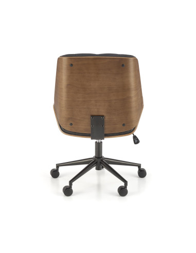 GAVIN Fotel Pikowany Czarno Orzechowy Sklejka/Eco Skóra - Komfort i Styl